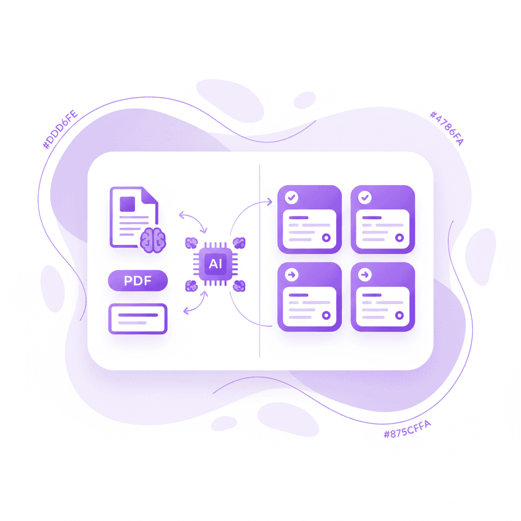 Penseum automatically converting language course PDFs into interactive flashcards