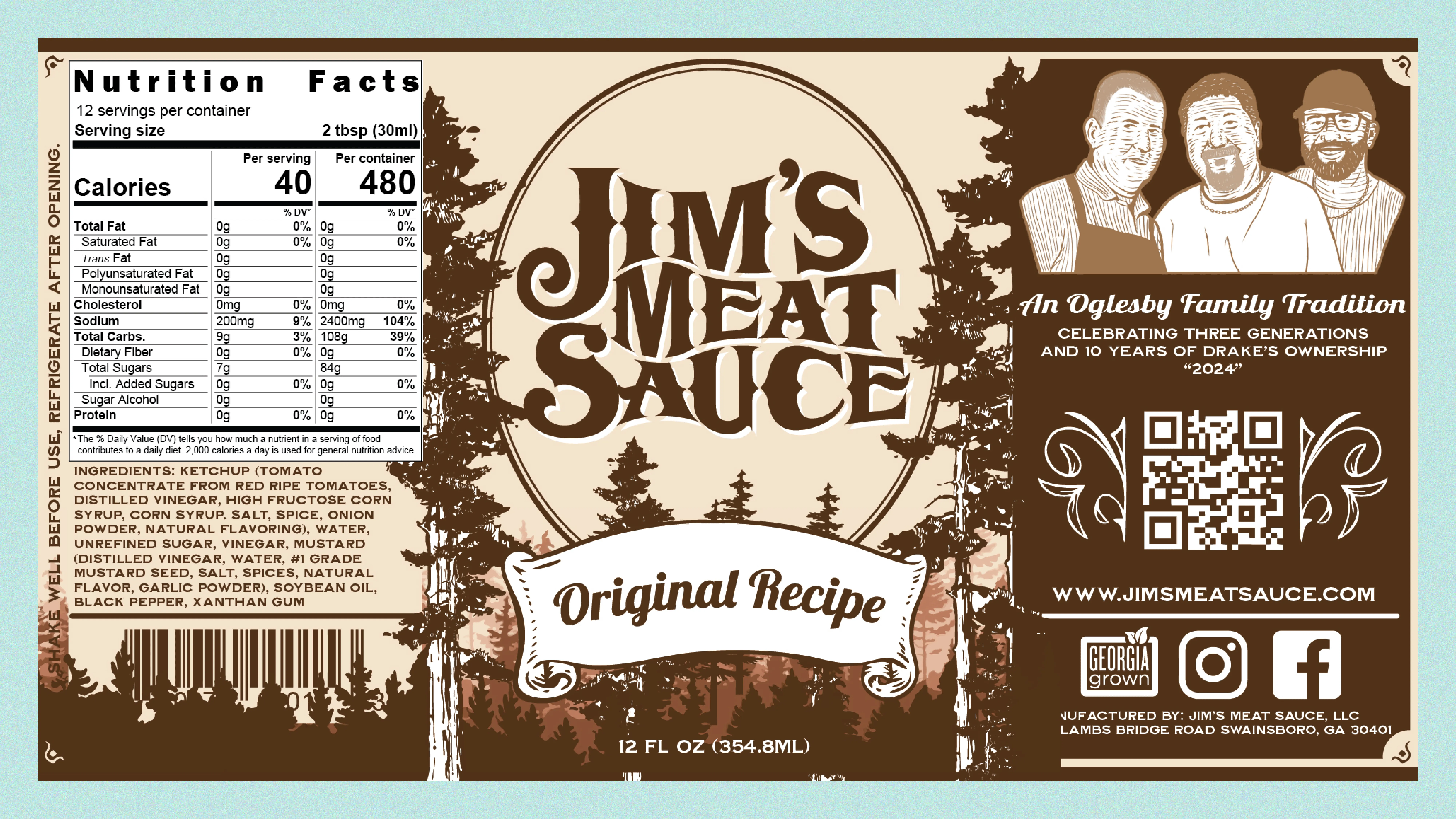 Jim's Meat Sauce original recipe label design