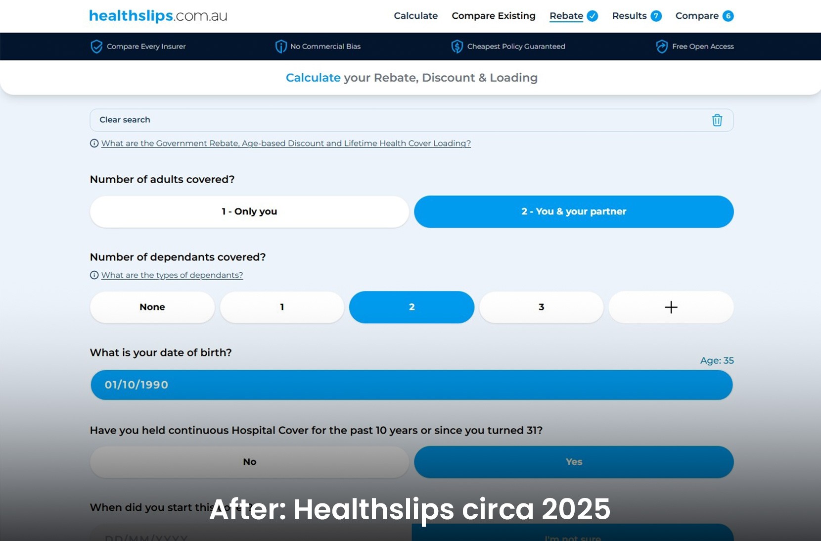 Healthslips calculator website After the UX design & UI audit