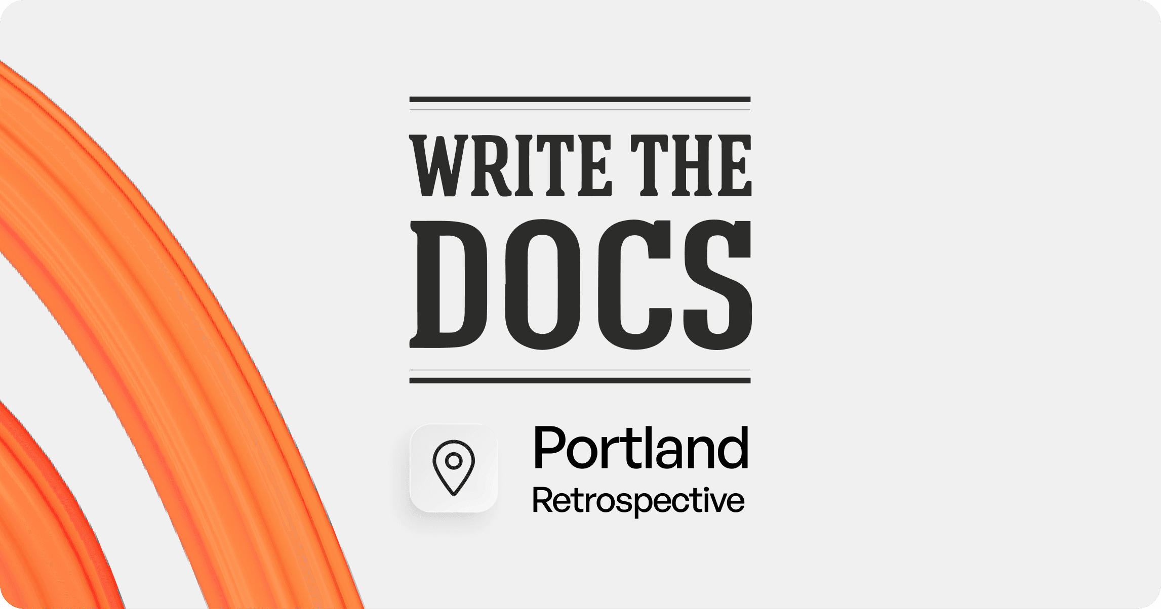 The Write the Docs logo with the words 'Portland retrospective' below it