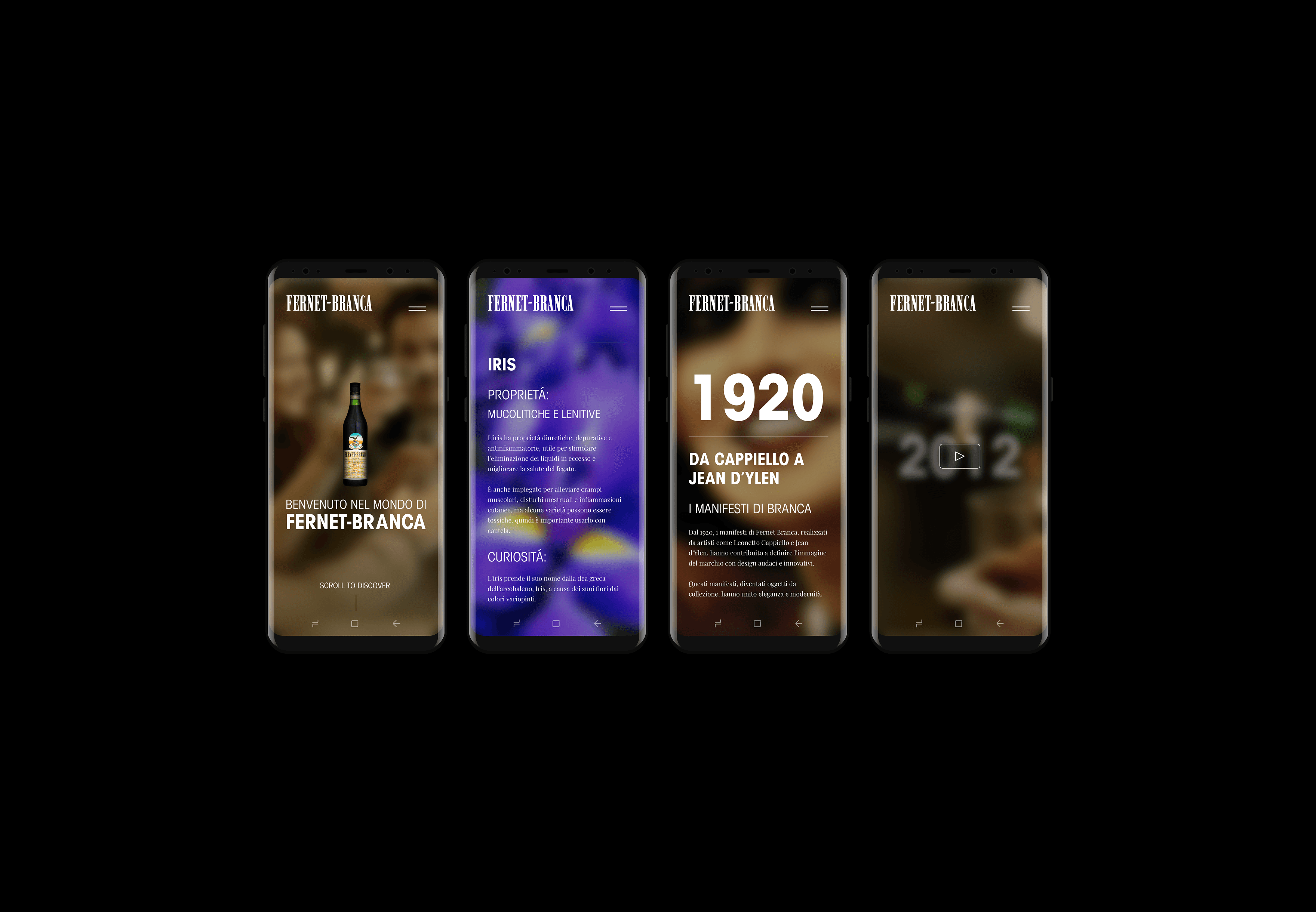 Mockup of a Fernet-Branca website in responsive version