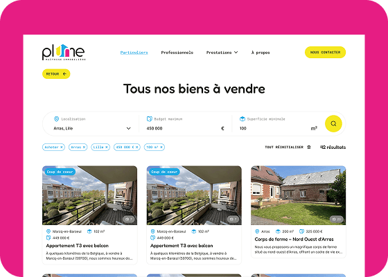 Site plume immobilier, agence immobiliere sur Arras