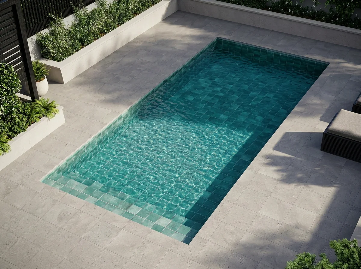 Piscina com Pastilhas na cor Verde lagoa