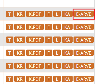 Arvete nimekiri Planlogis, kus on esile tõstetud E-ARVE nupp