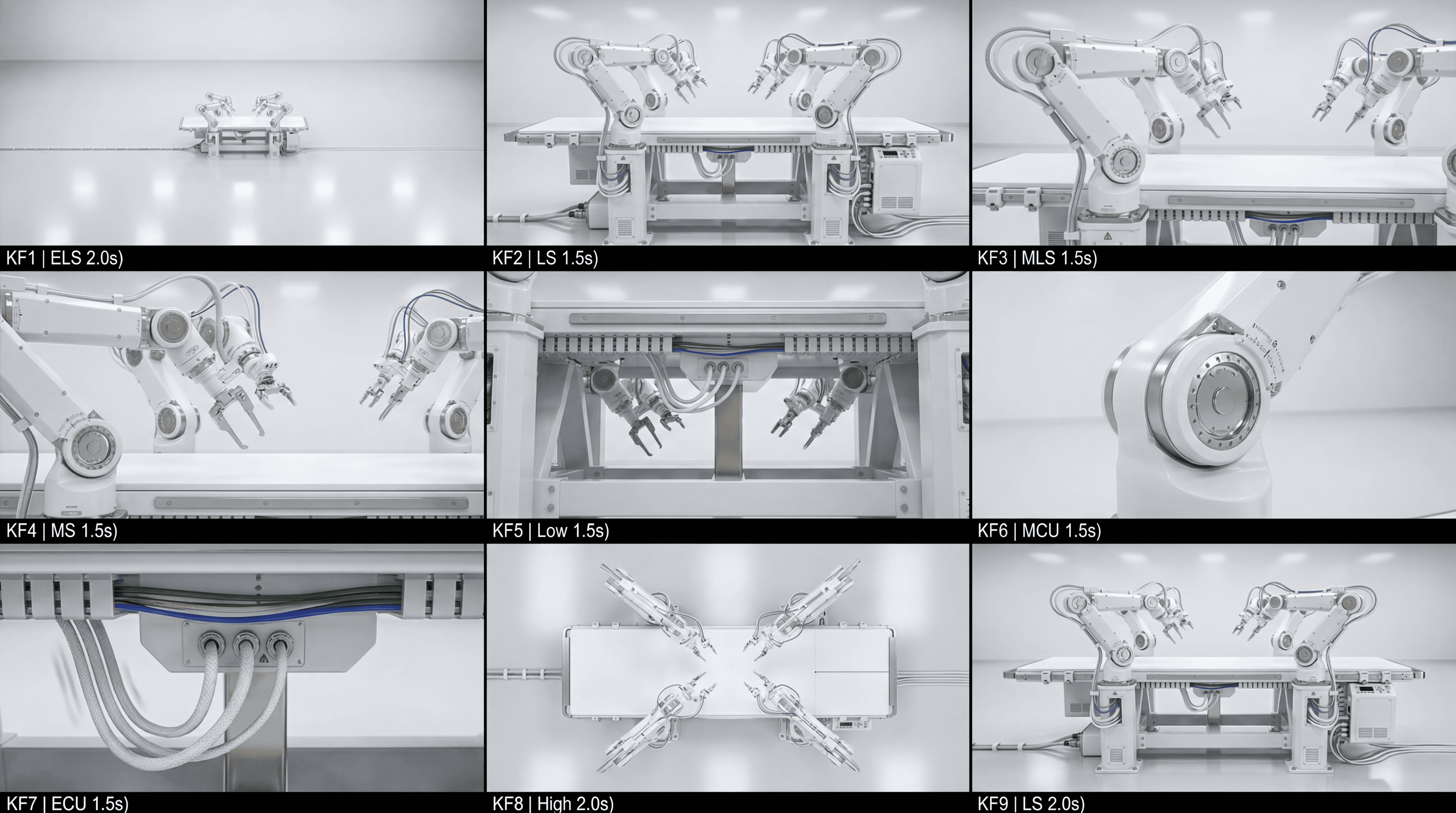 Storyboard grid showing robotic piano performance scenes
