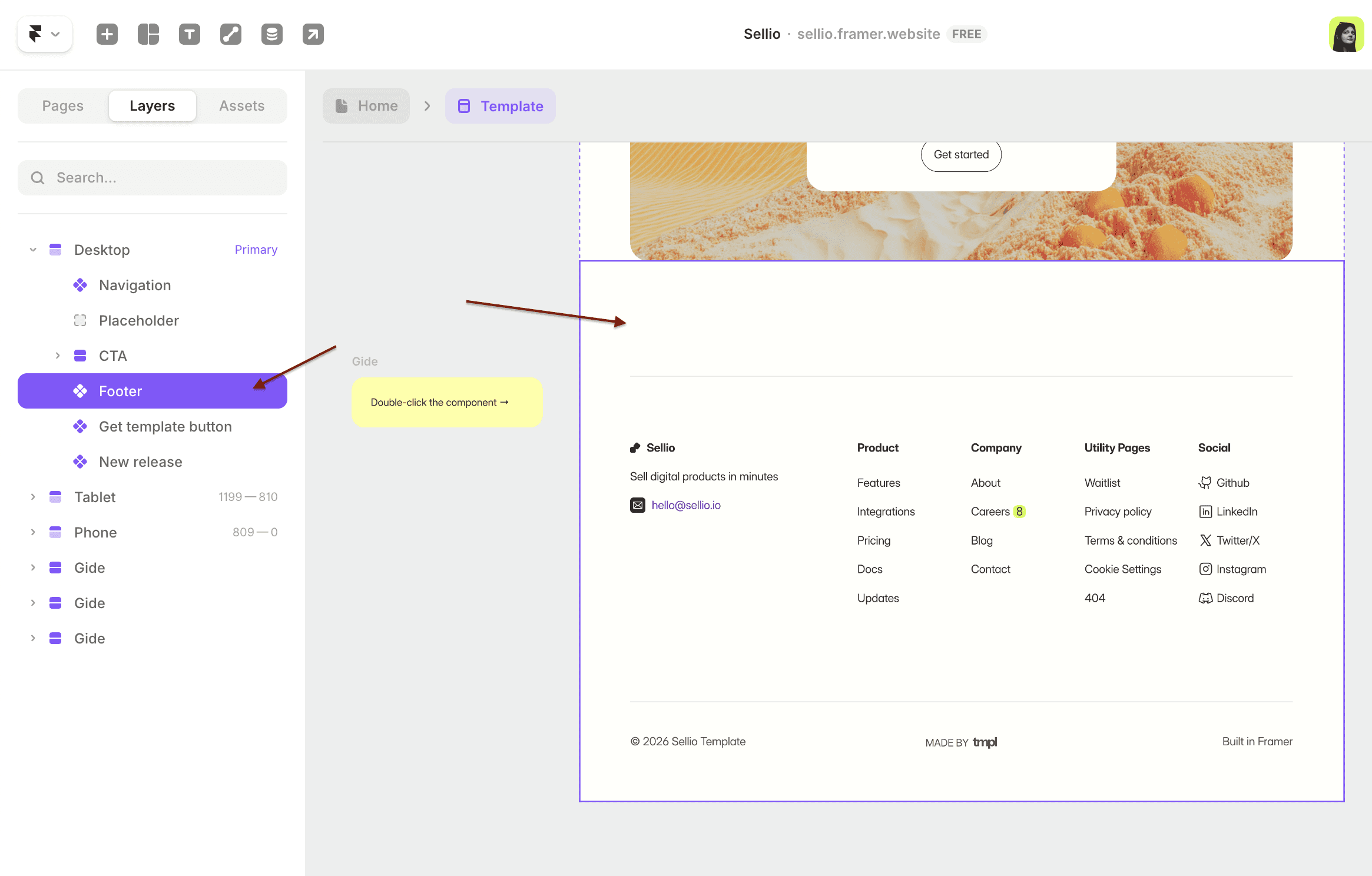 Update the footer Framer