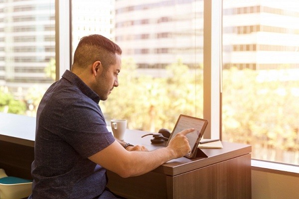 Man looking focused during mid-day lighting
