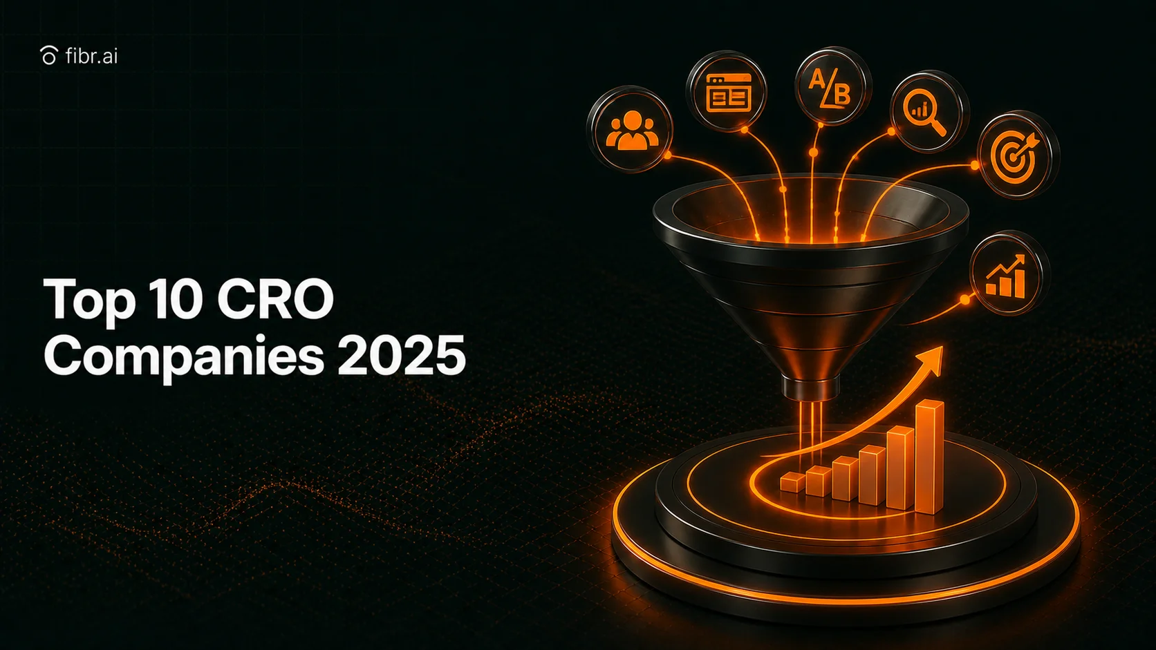 CRO companies 2025 visualization showing leading optimization firms connected to key capabilities like testing, analytics, and growth, driving improved conversion performance.