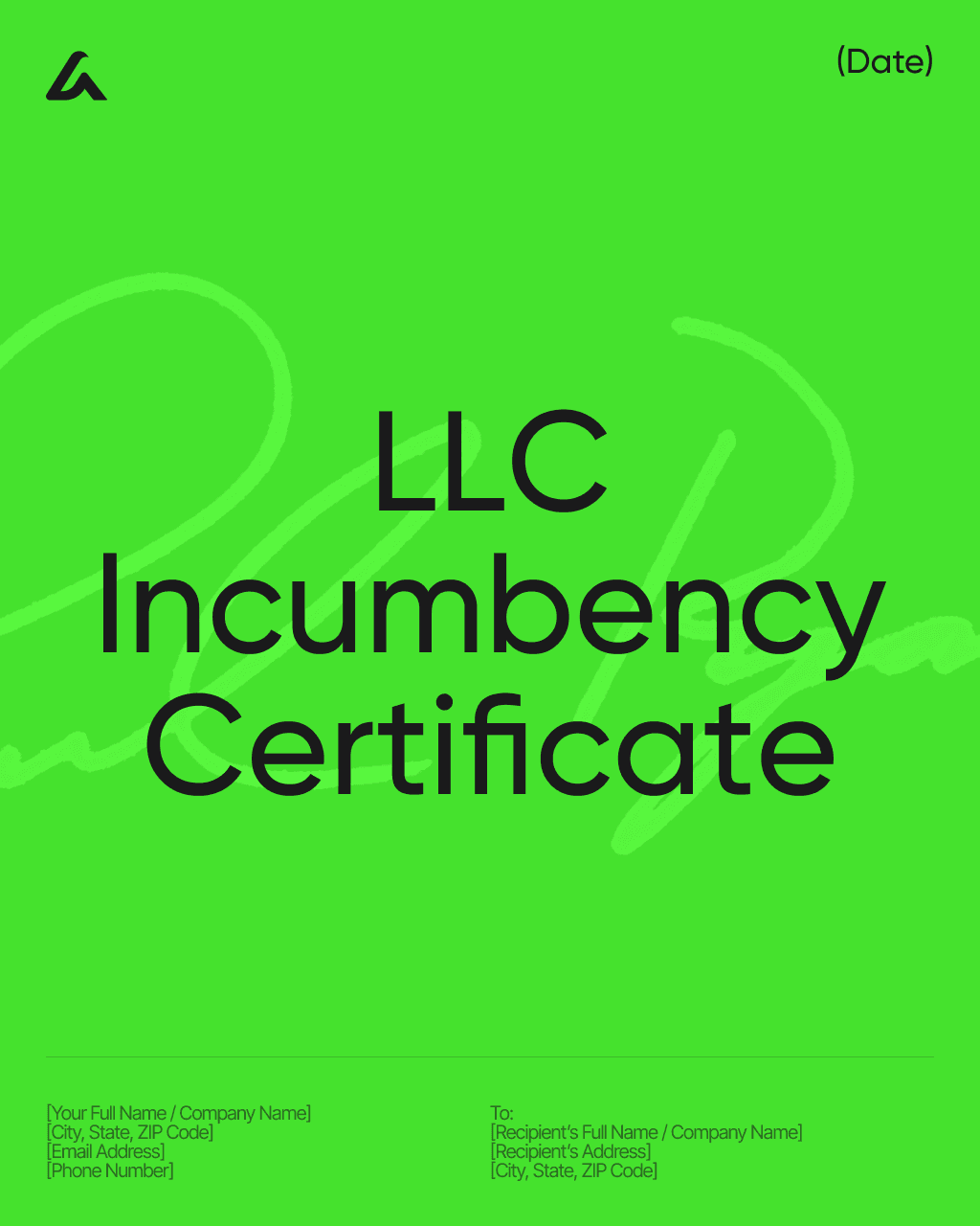 LLC Incumbency Certificate