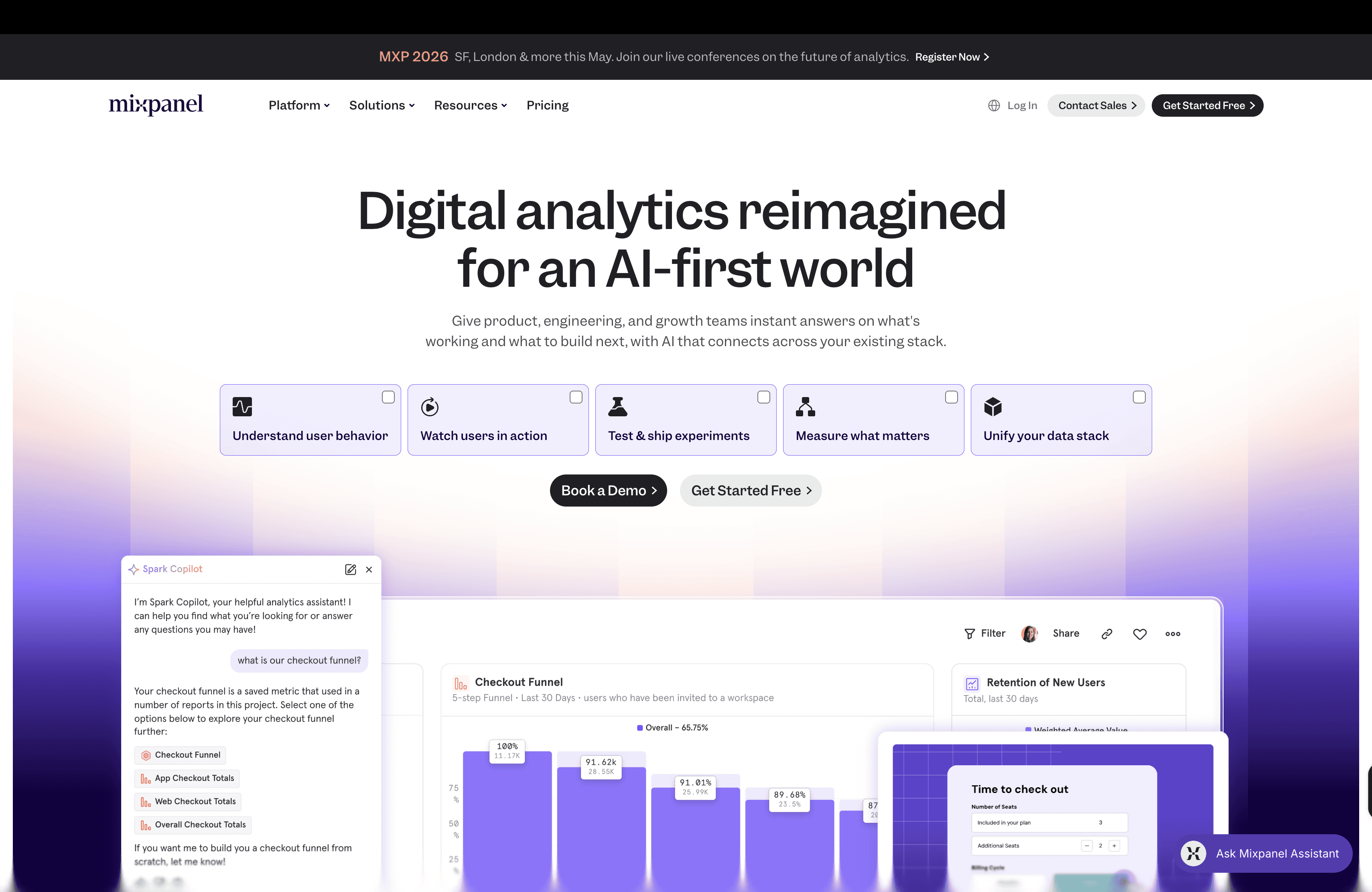 Product analytics tool for tracking user engagement, retention, and event-based behavioral analytics