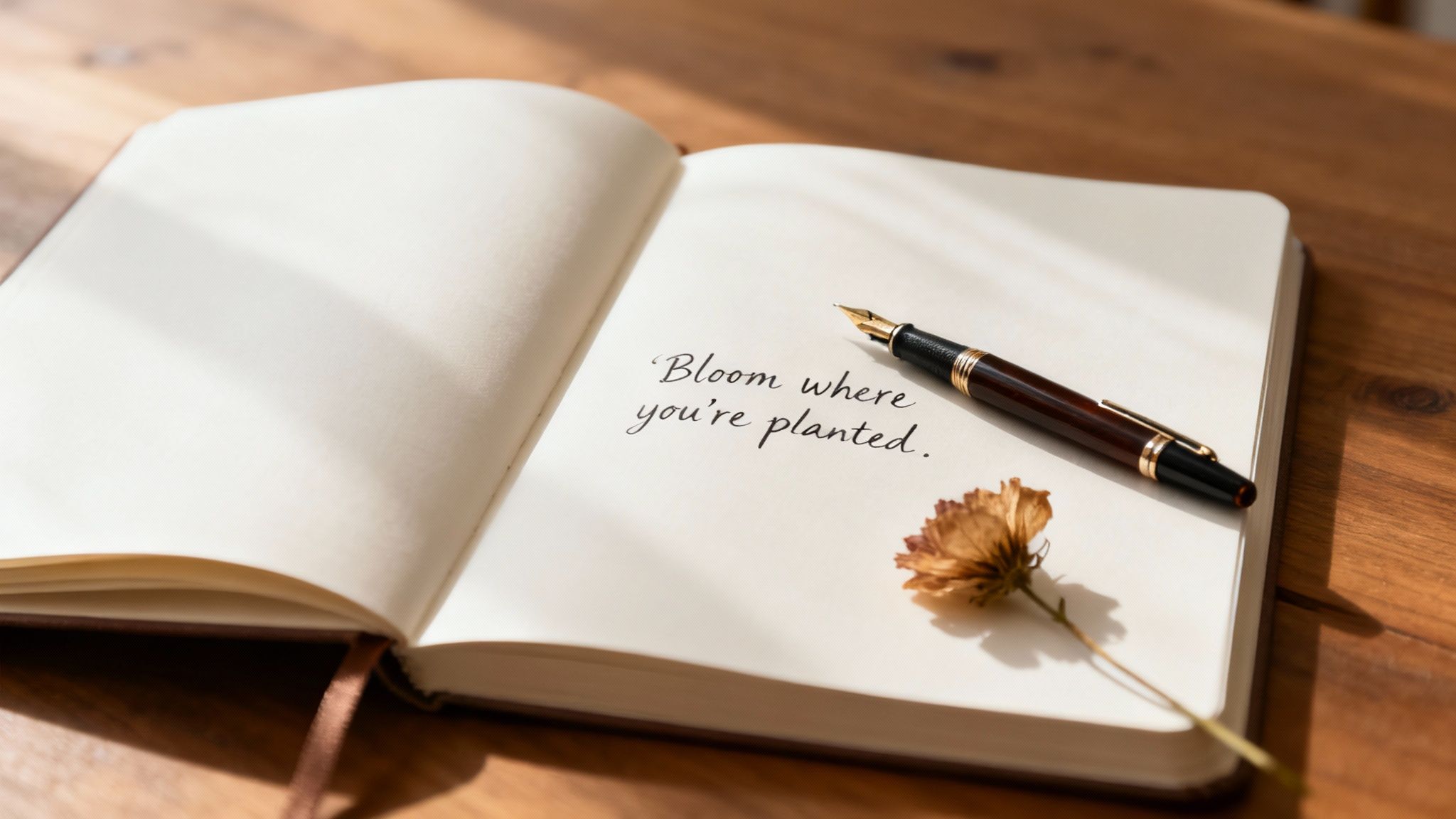 A person writing song lyrics in a notebook with a guitar nearby