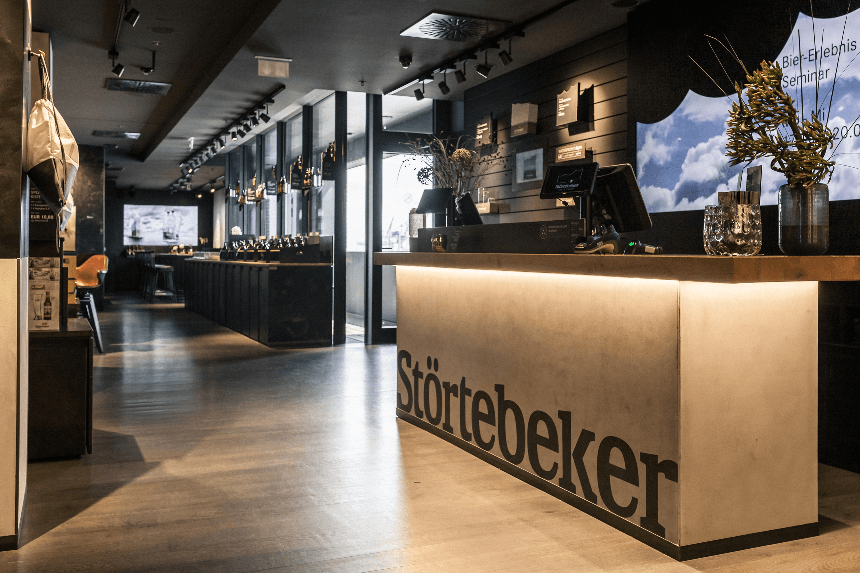 Störtebeker bar interior with light wood floors