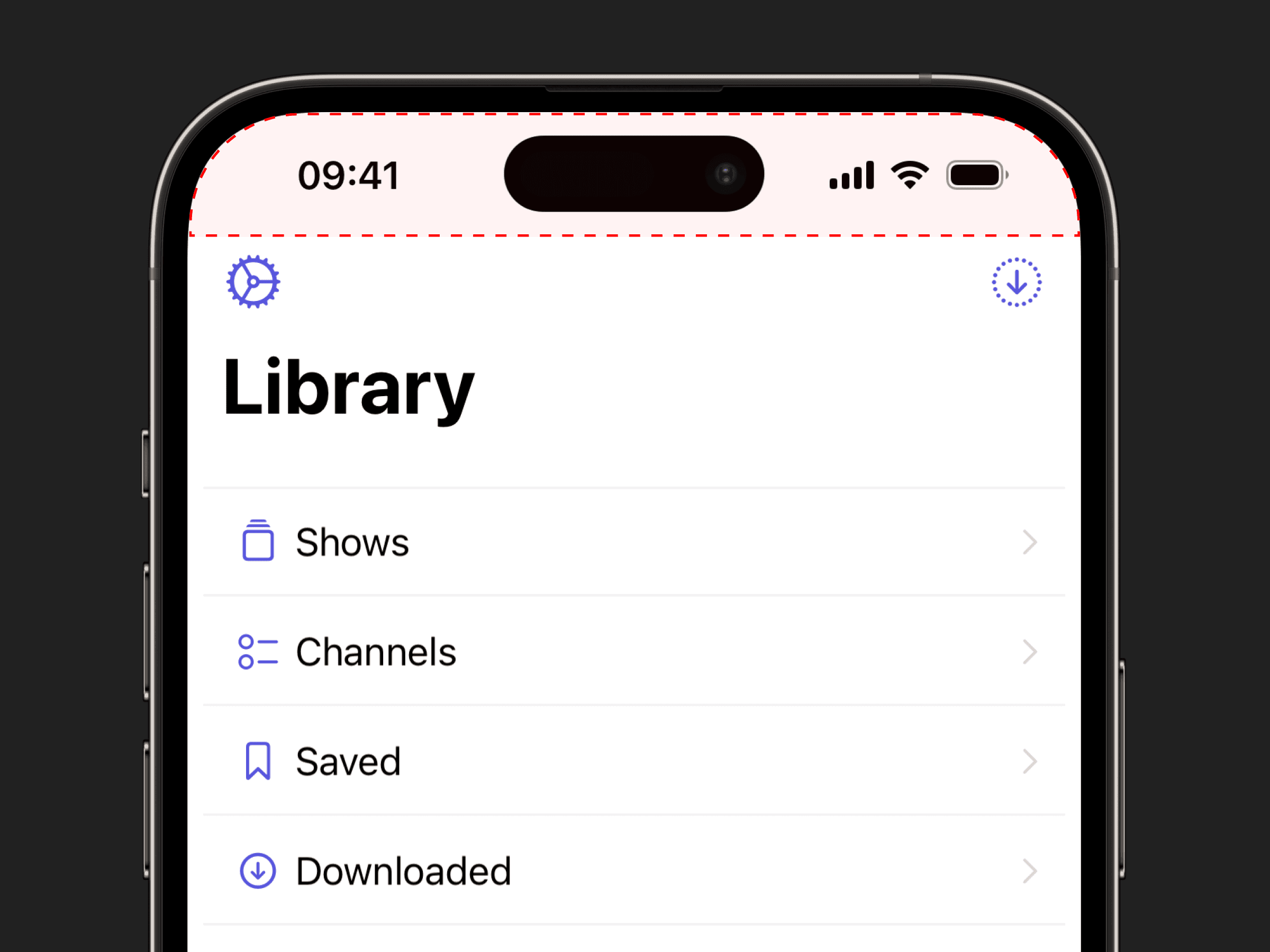 The top safe area is shown on an iOS device