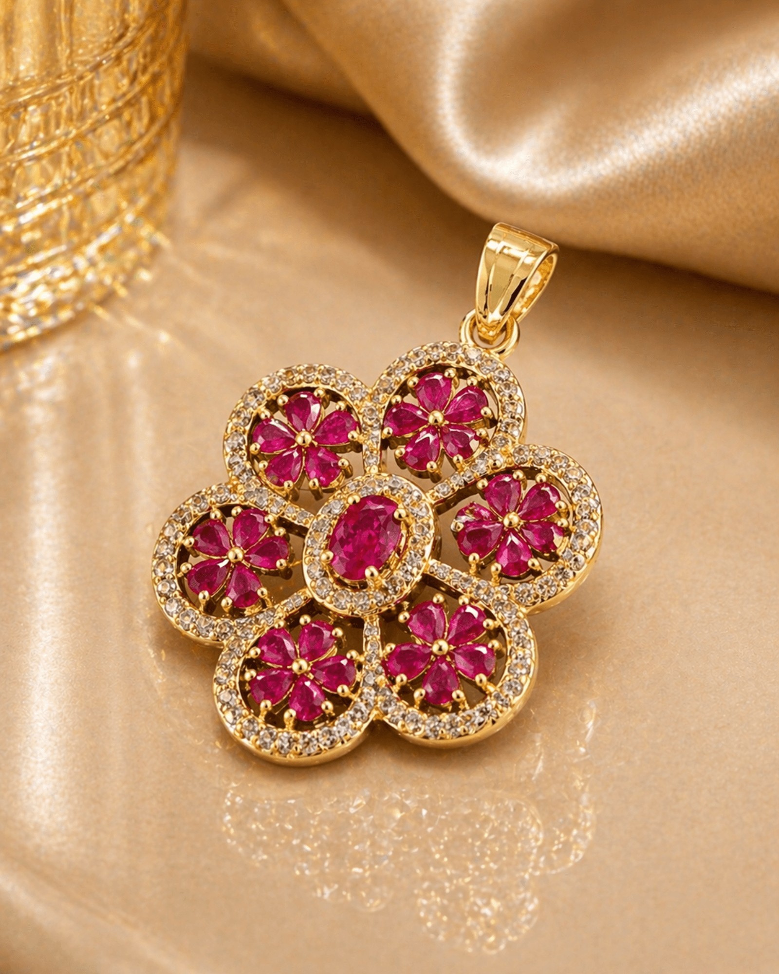 Florally adorable uncut diamond pendant