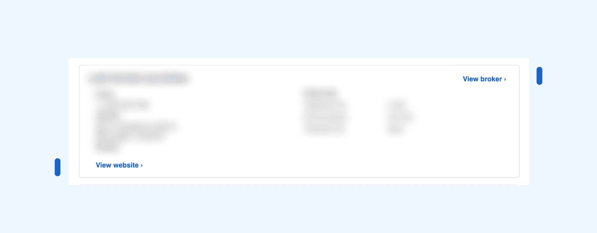 Screenshot: Broker card with competing CTAs