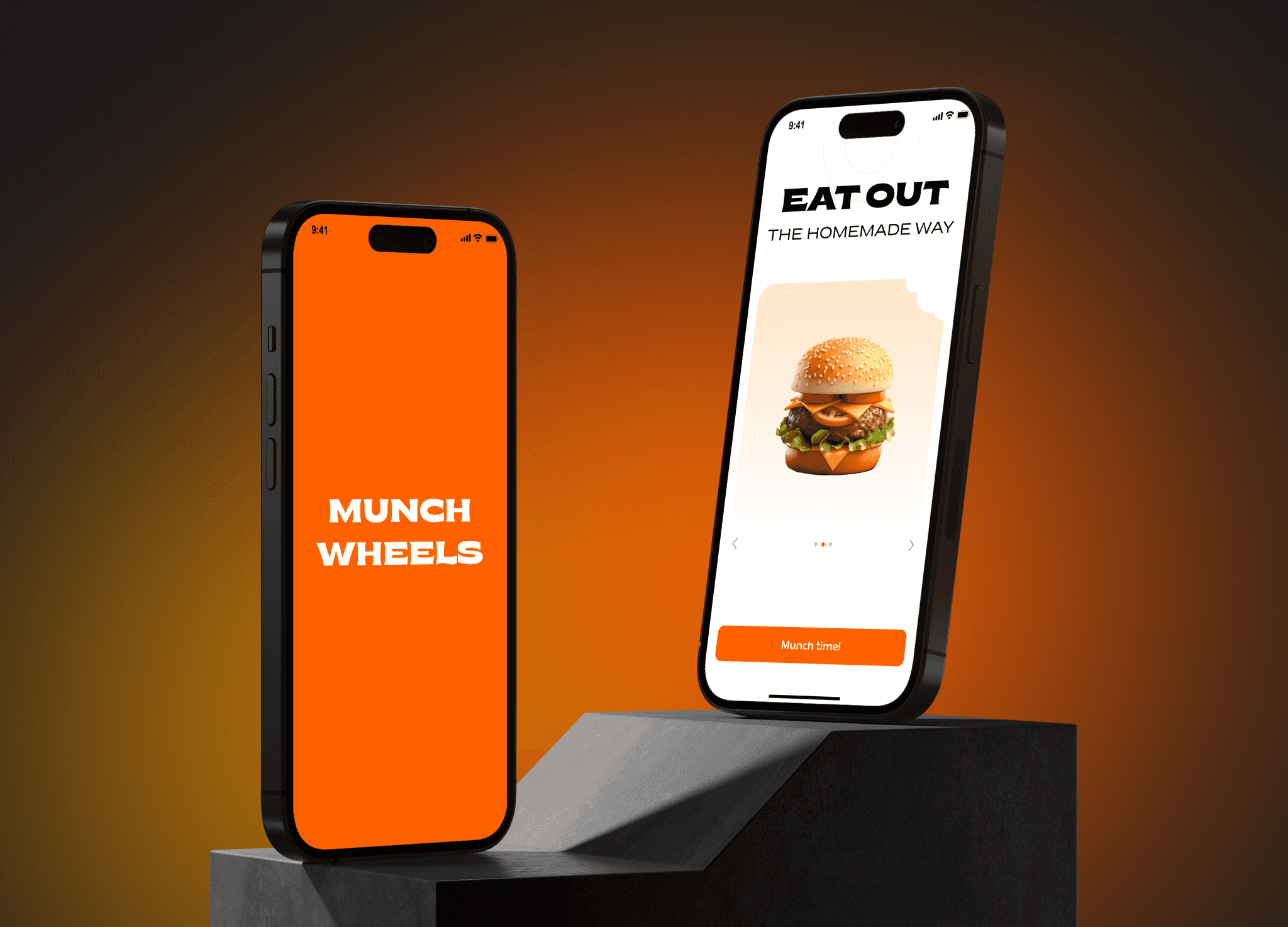 Two iPhones displaying a Food ordering app
