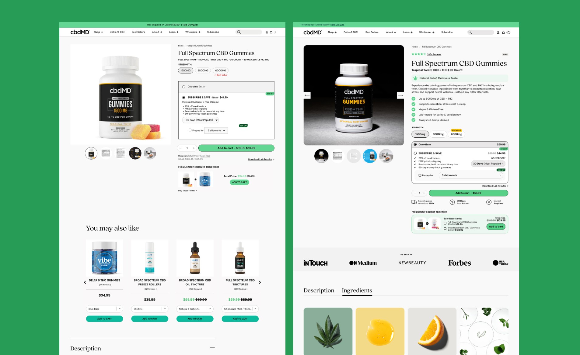 CBDMD cbd branding shopify product  │ │         page redesign before and after