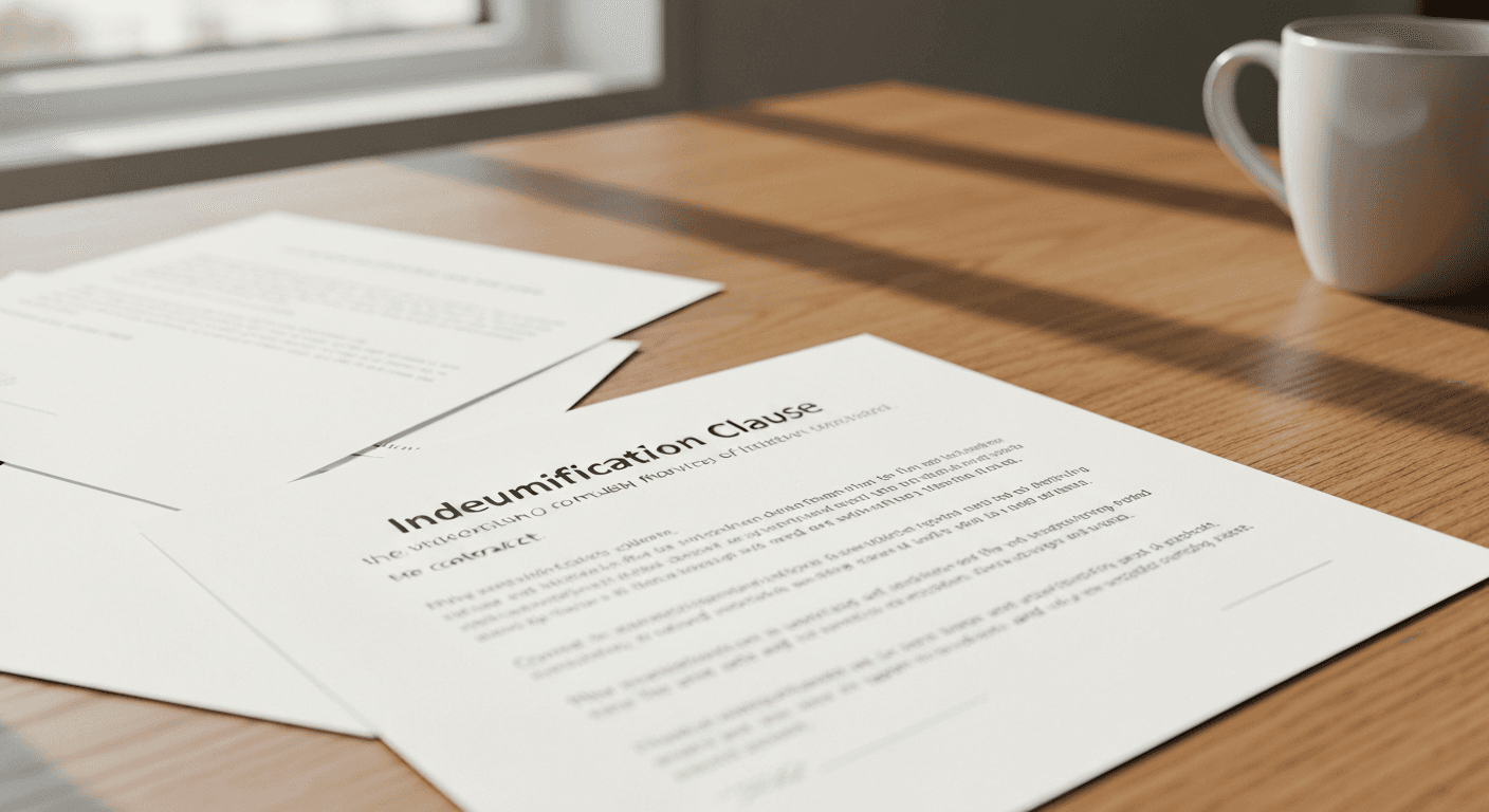 Contract showing indemnification clause