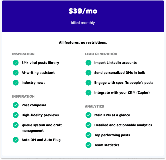 LinkedIn CRM Taplio Pricing | Breakcold