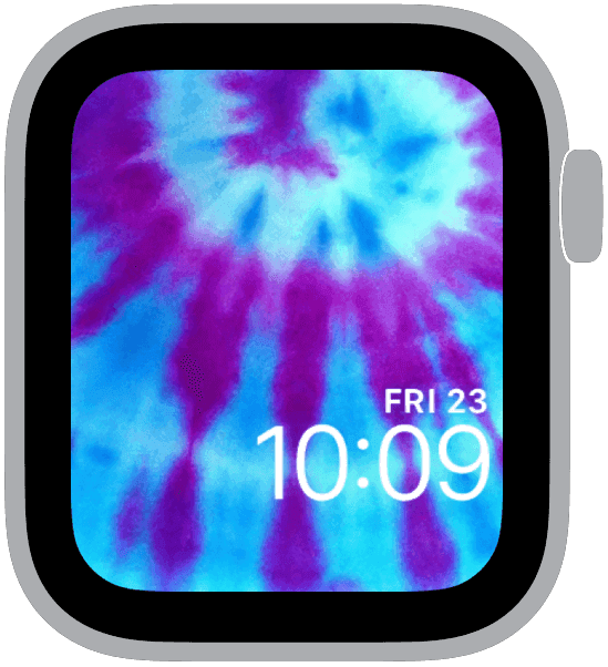 an apple watch face from the tie dye collection