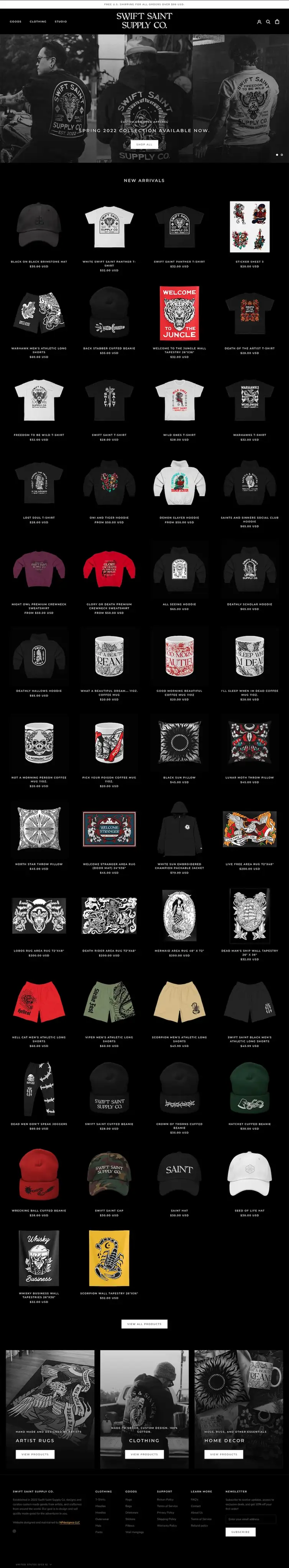Swift Saint Website Home Page