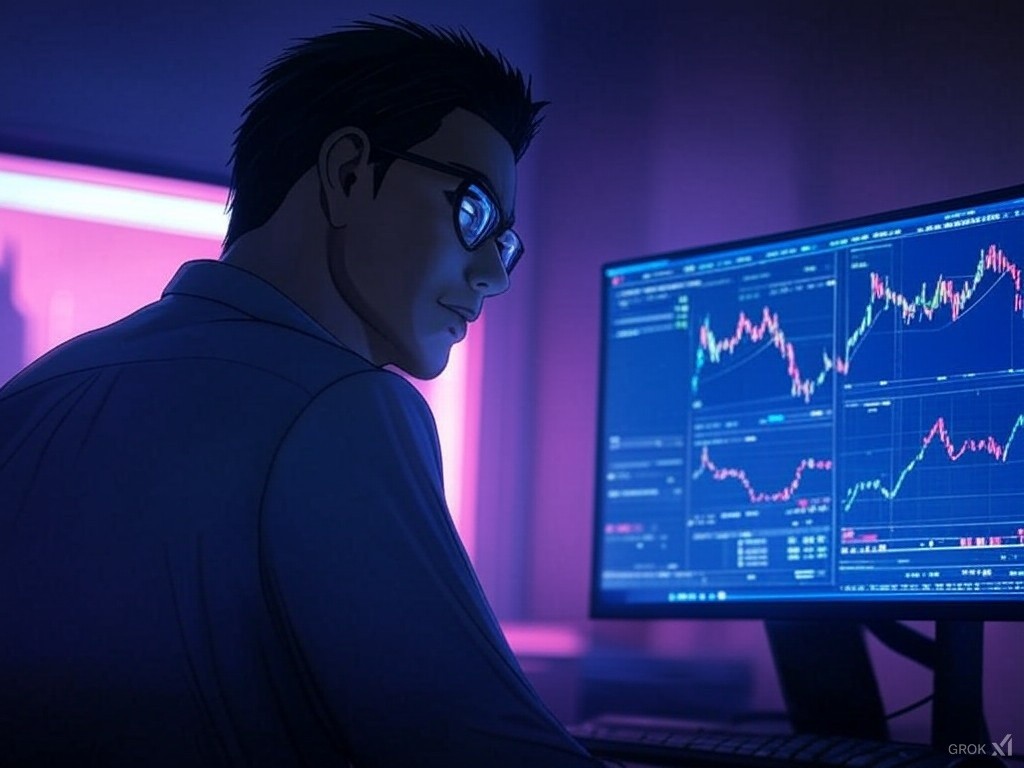 A trader in front of the monitor