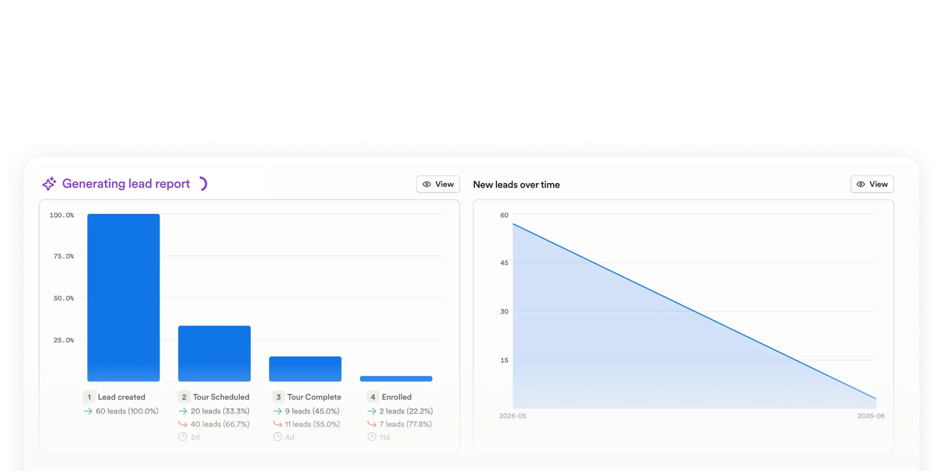 AI-generated lead funnel chart showing 1000 leads analyzed
