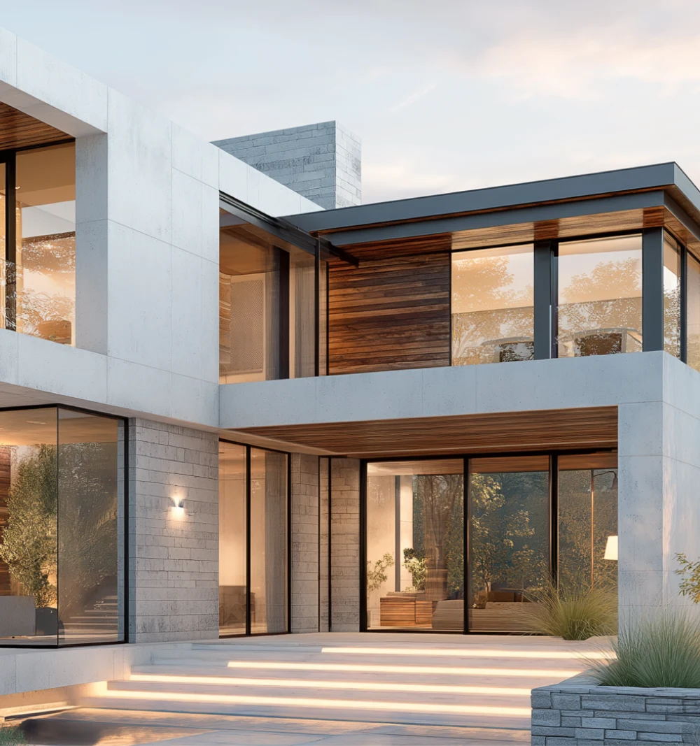 Contemporary apartment building with balconies and a calm residential setting.