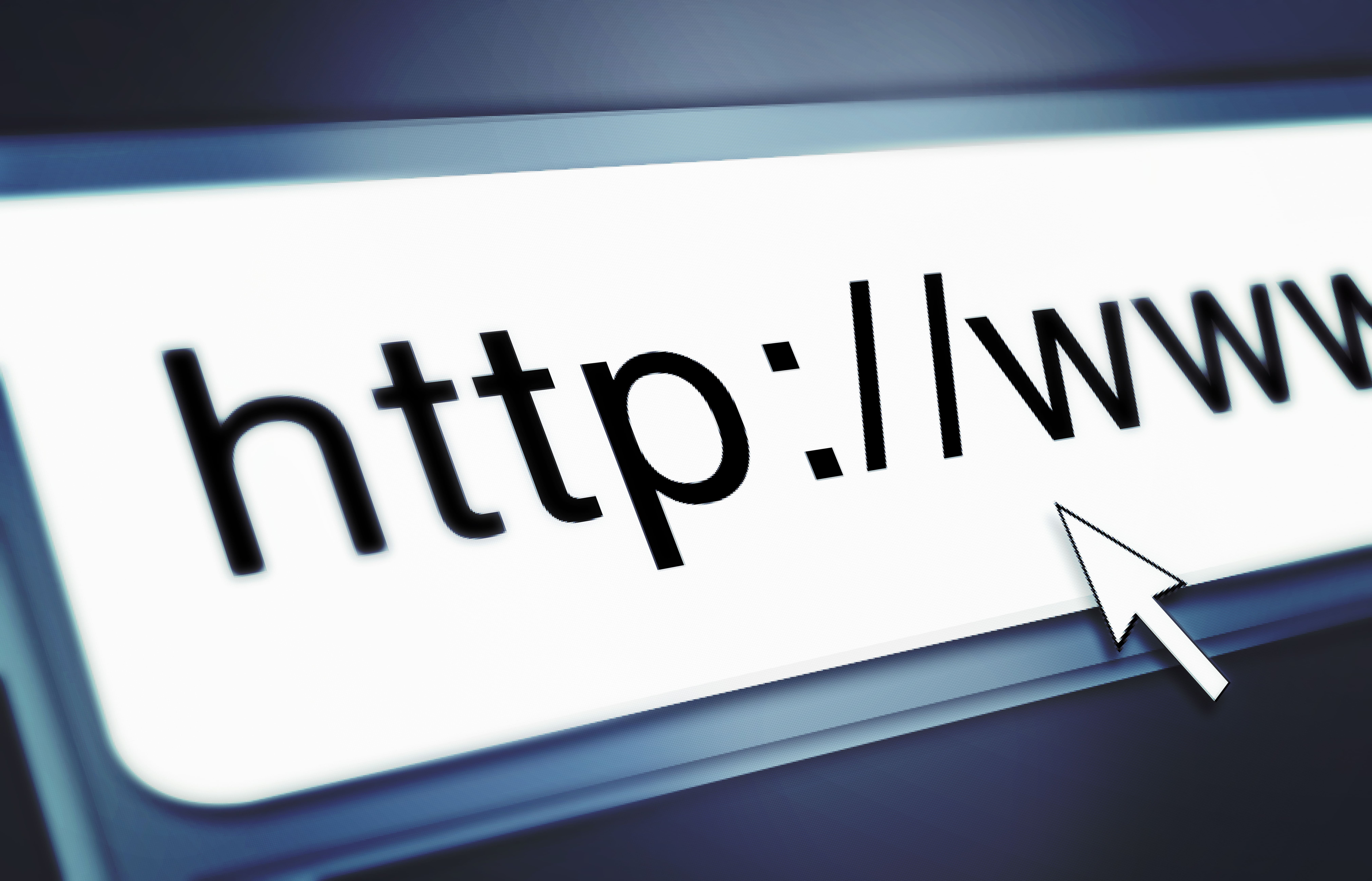 Close-up of a web browser address bar with 'http://www' and a cursor, symbolizing domain registration and website URL setup