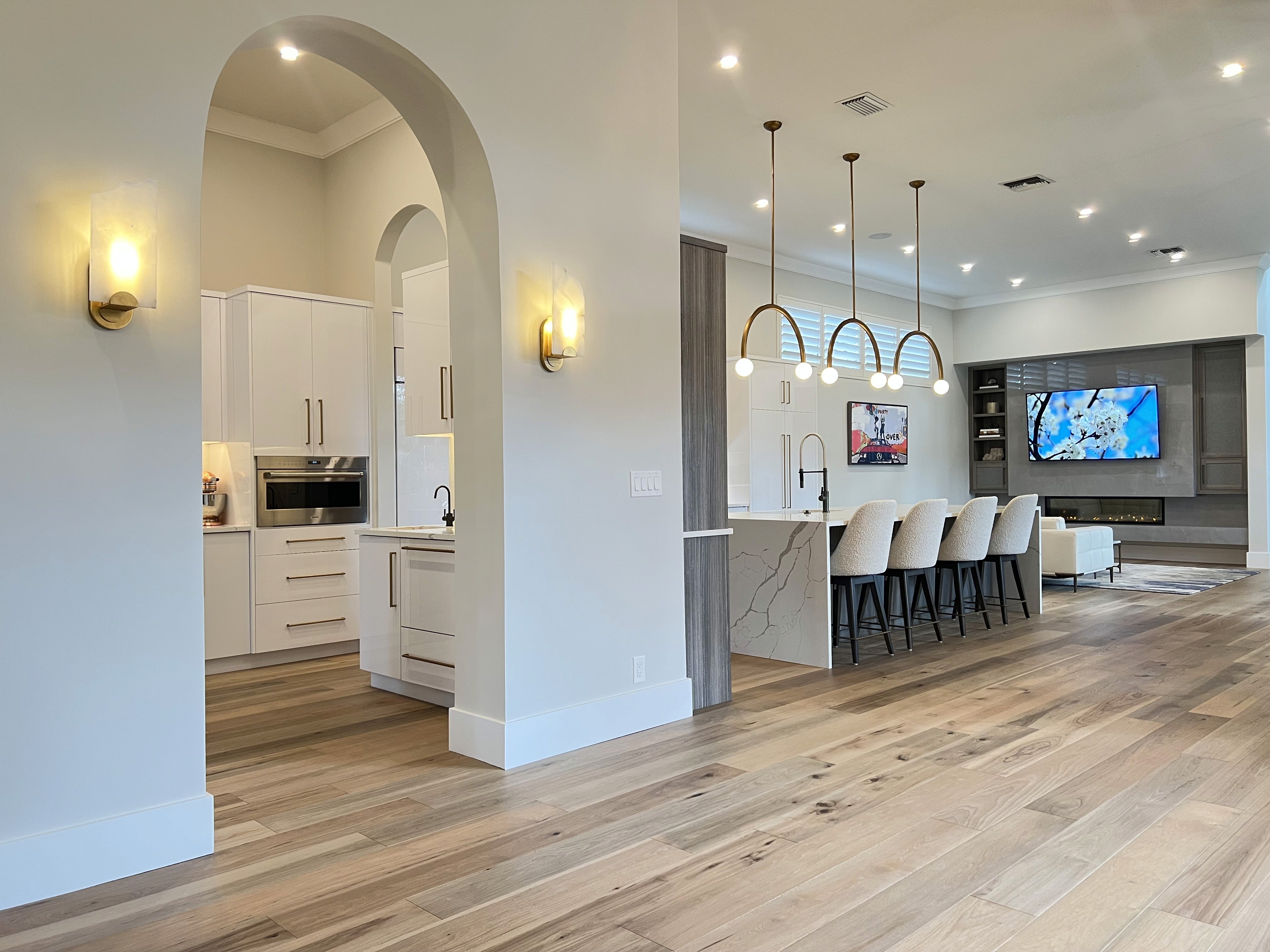 a living room with a couch and a table