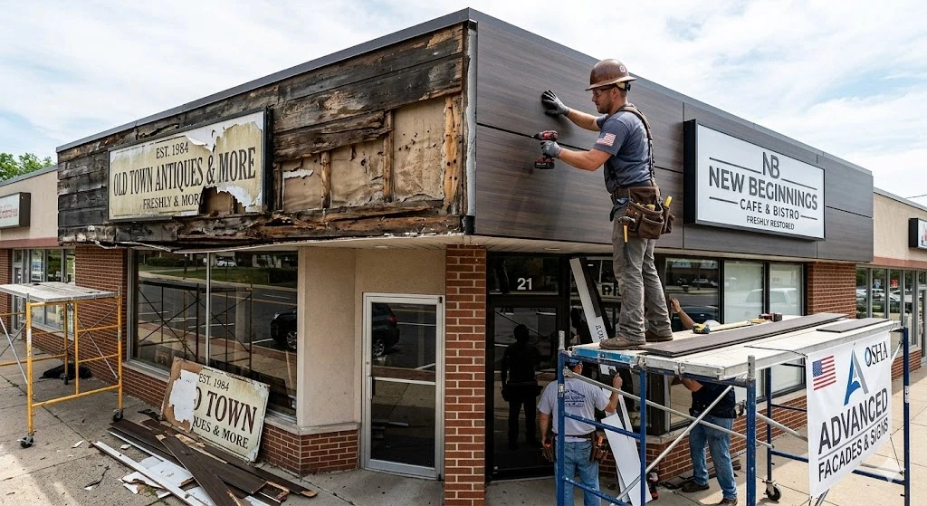 Professional building facade cleaning on a Fort Lauderdale commercial property — Planet Construction FL