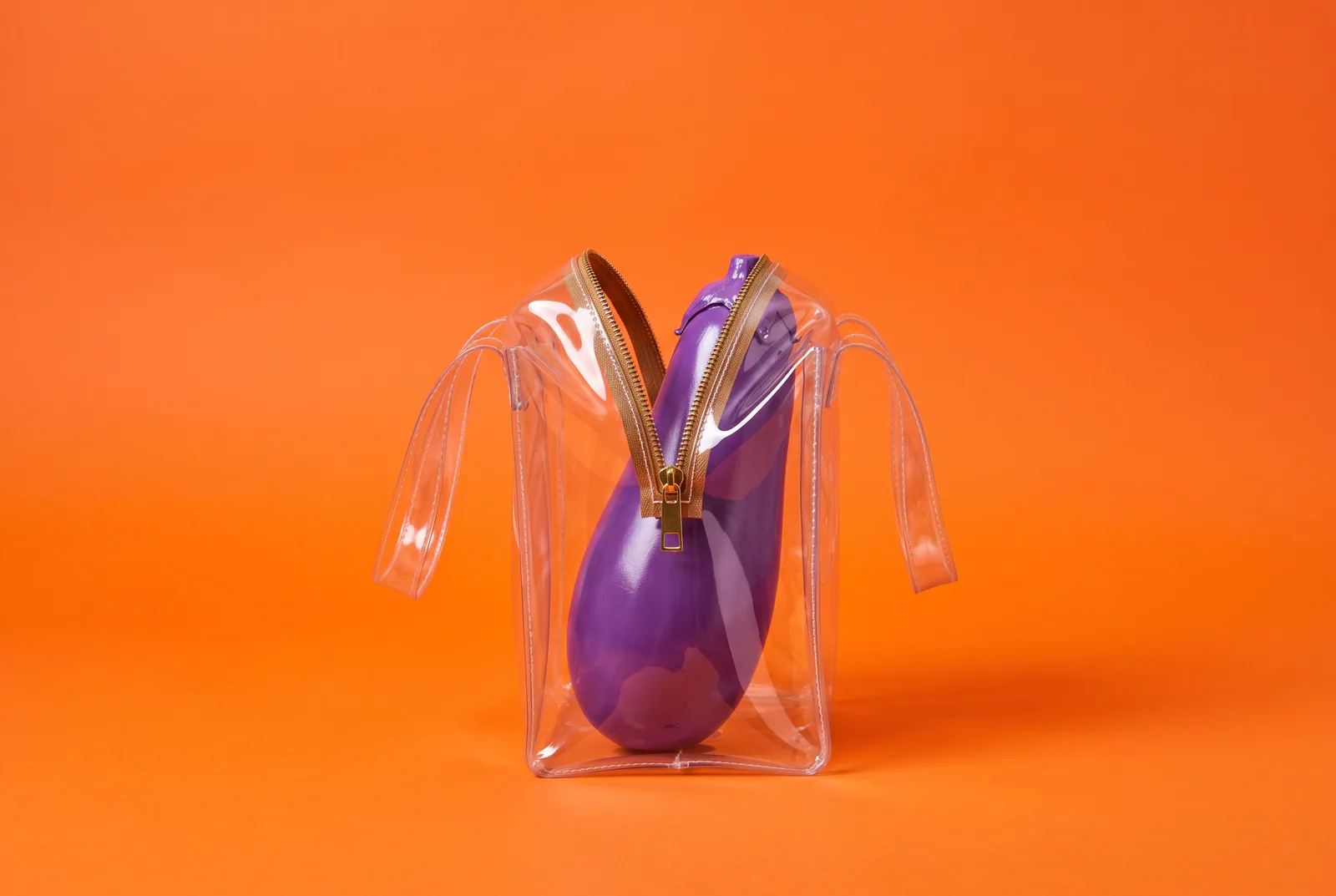 An eggplant inside a see-through vinyl tote bag, what the privacy labels say in QUITTR vs BlockerX