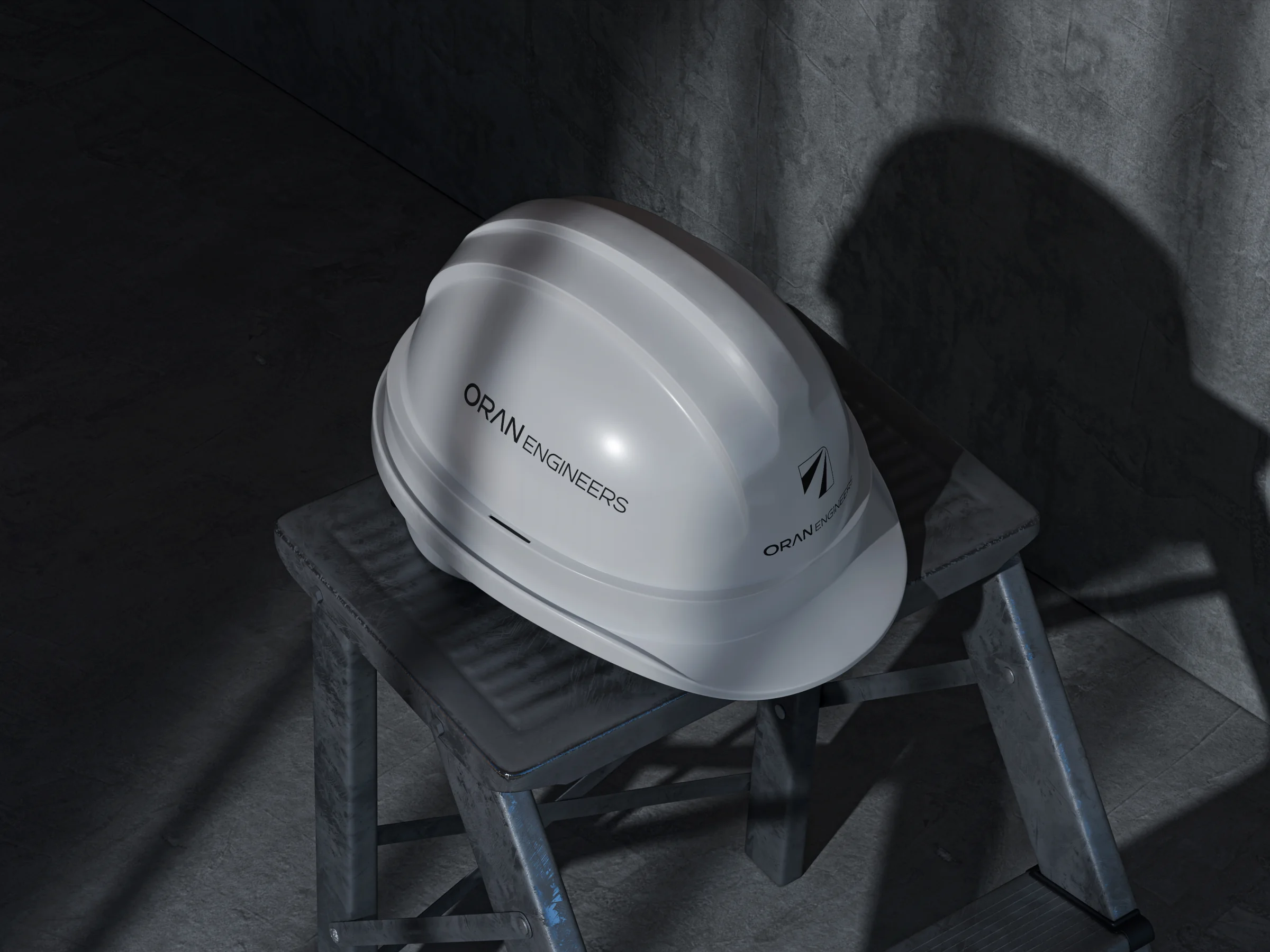 Oran Engineers, branded hard hat mockup