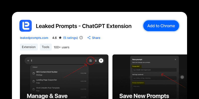 Leaked Prompts - ChatGPT Extension