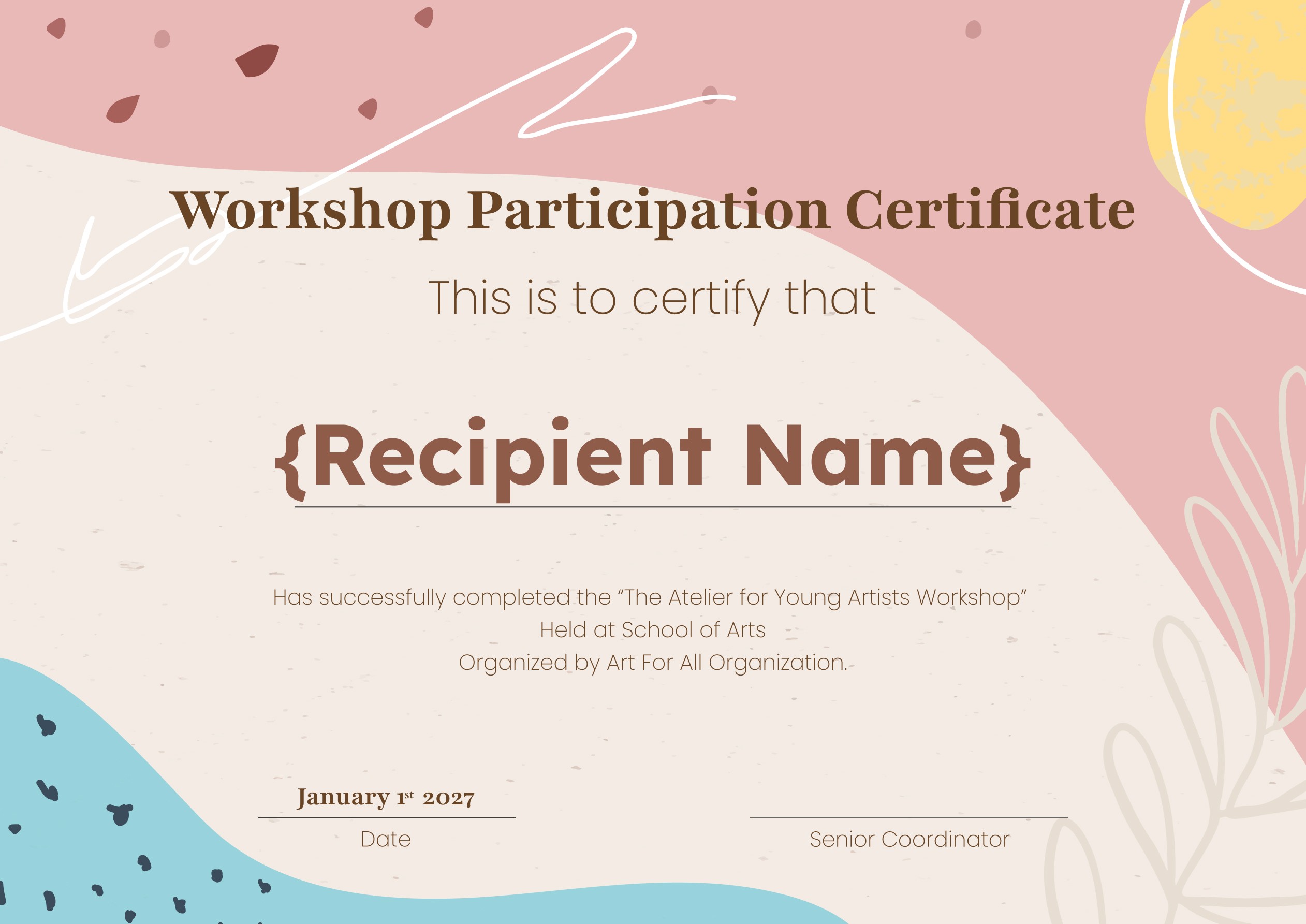 Wauld - Organized and professional workshop participation template