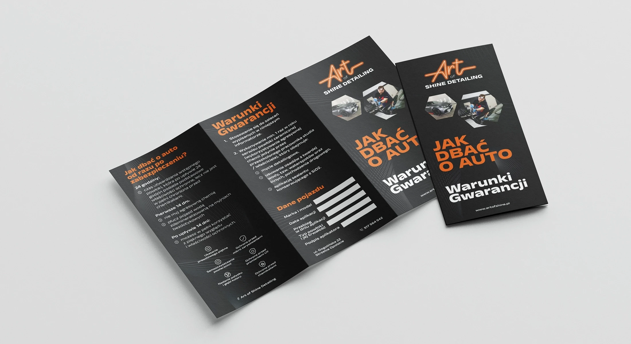 Materiały reklamowe Art of Shine Detailing - ulotka potrójnie składana DL