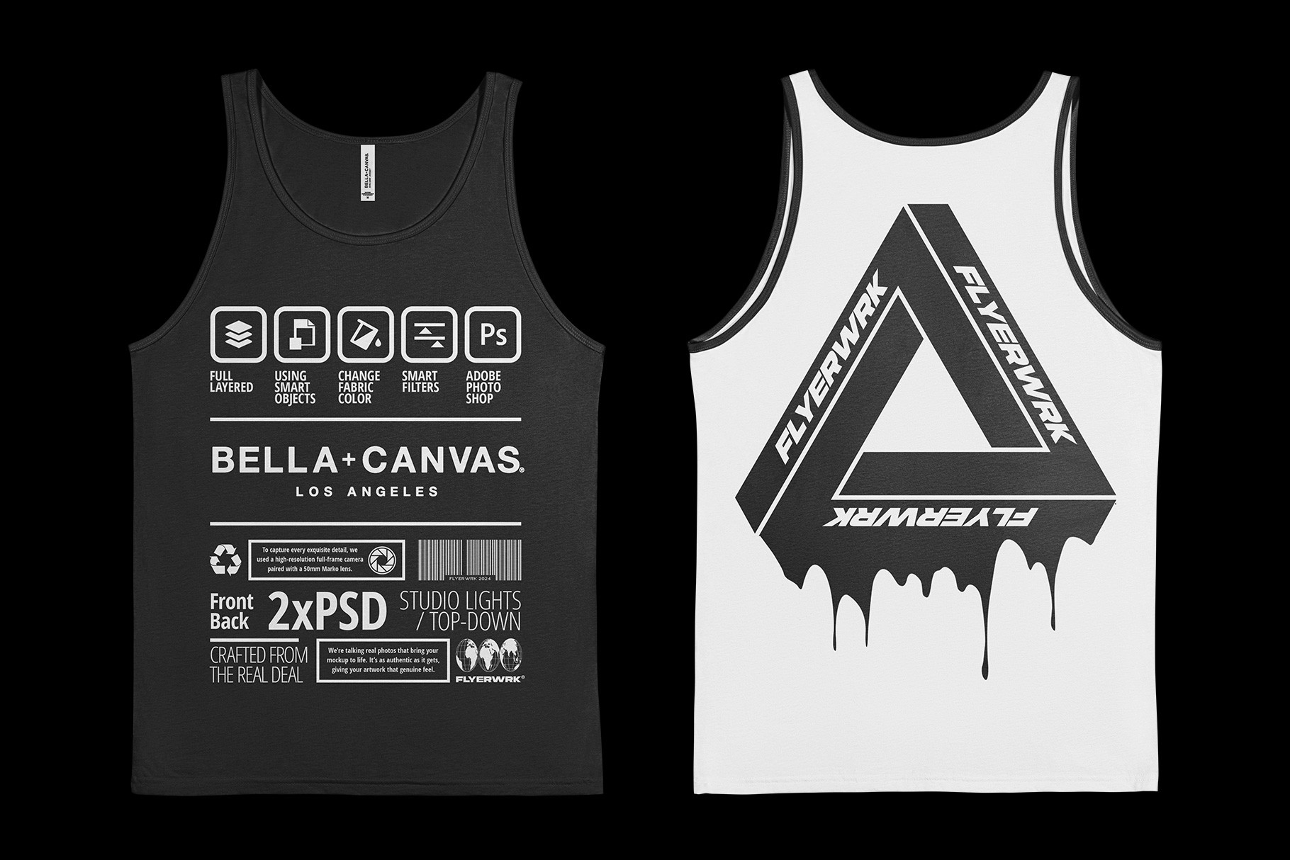 Bella+Canvas 3480 Tanktop Flat mockup front and back view with customizable design