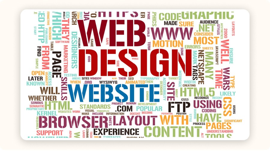 Nuage de mots autour du web design et des sites internet