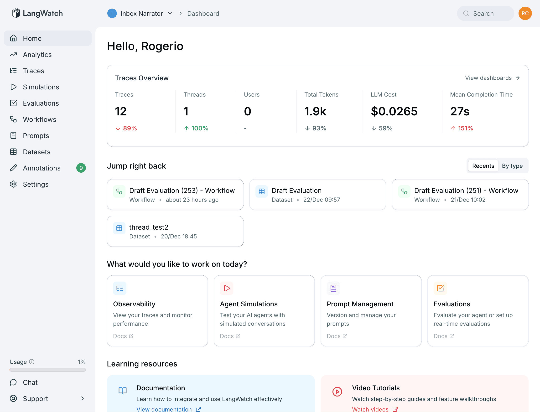 LLM evaluations dashboard