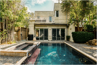 poolside lounge area at Contra House—perfect for relaxing in a Key West vacation rental designed for comfort