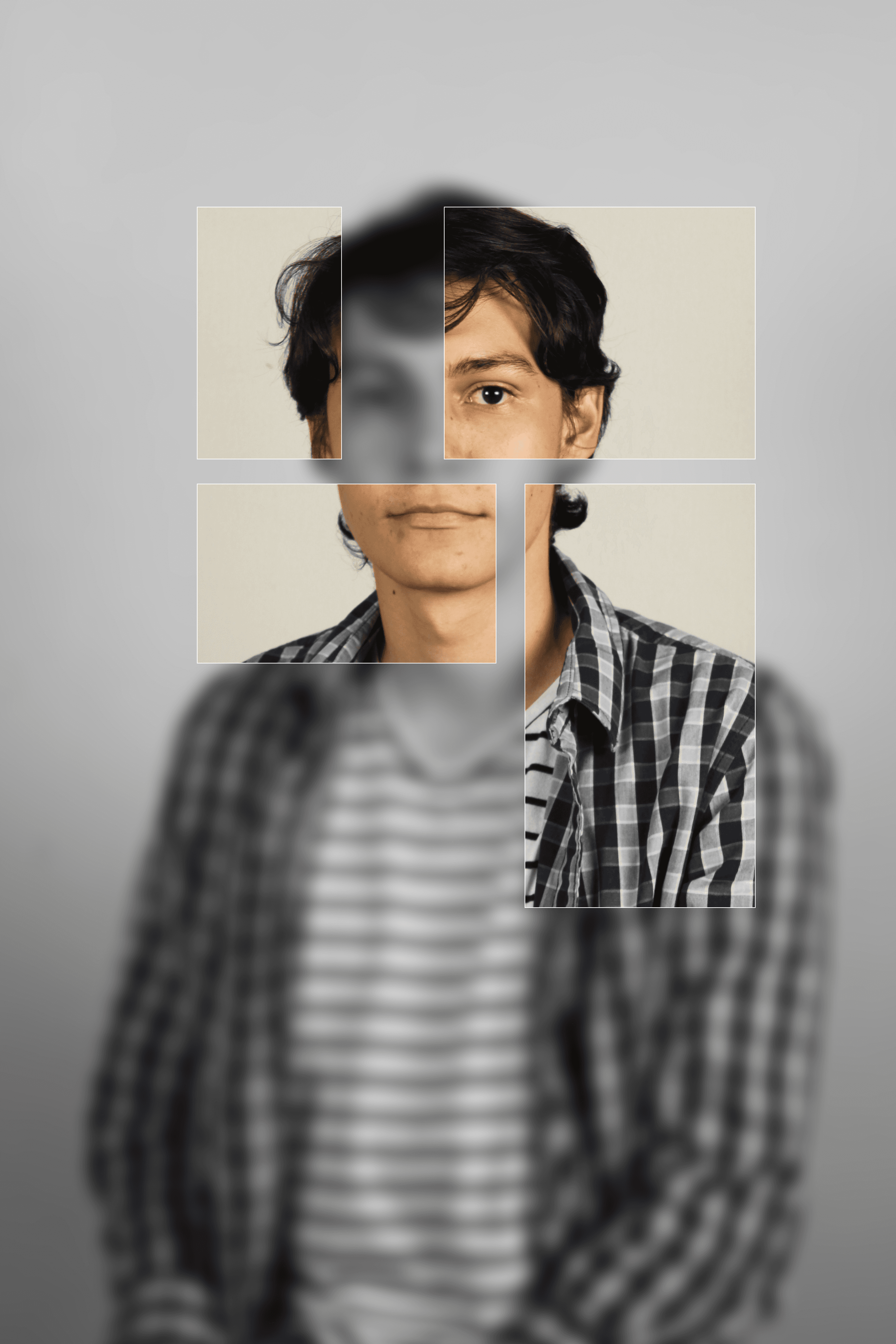 a blurry photo of a person standing in front of a wall