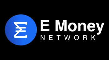 Logo of E Money Network with a blue circle featuring a stylized 'E' and the text "E Money NETWORK" beside it.