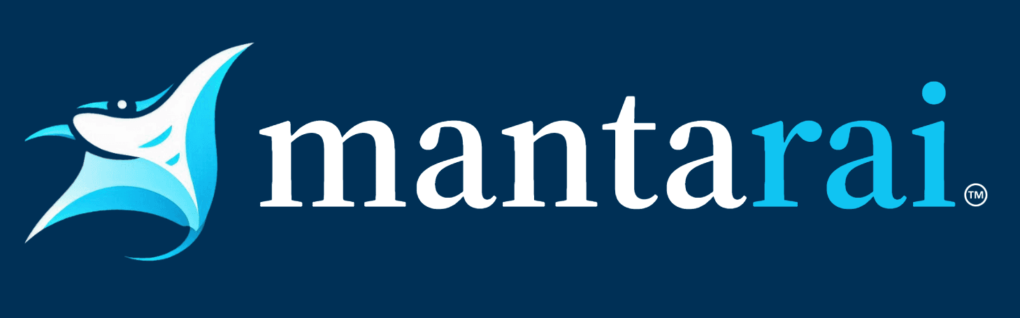Logo showing a stylised graphic of a mantaray on the left and text "mantarai" on the right