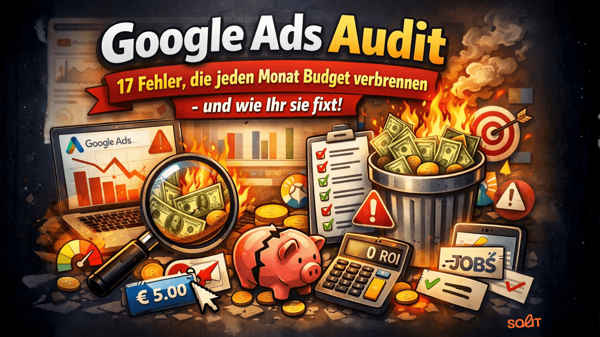 Google Ads Audit Checkliste: 17 typische Budget-Fehler in Google Ads erkennen und beheben – Suchbegriffe, Tracking, Negative Keywords, Smart Bidding und PMax optimieren