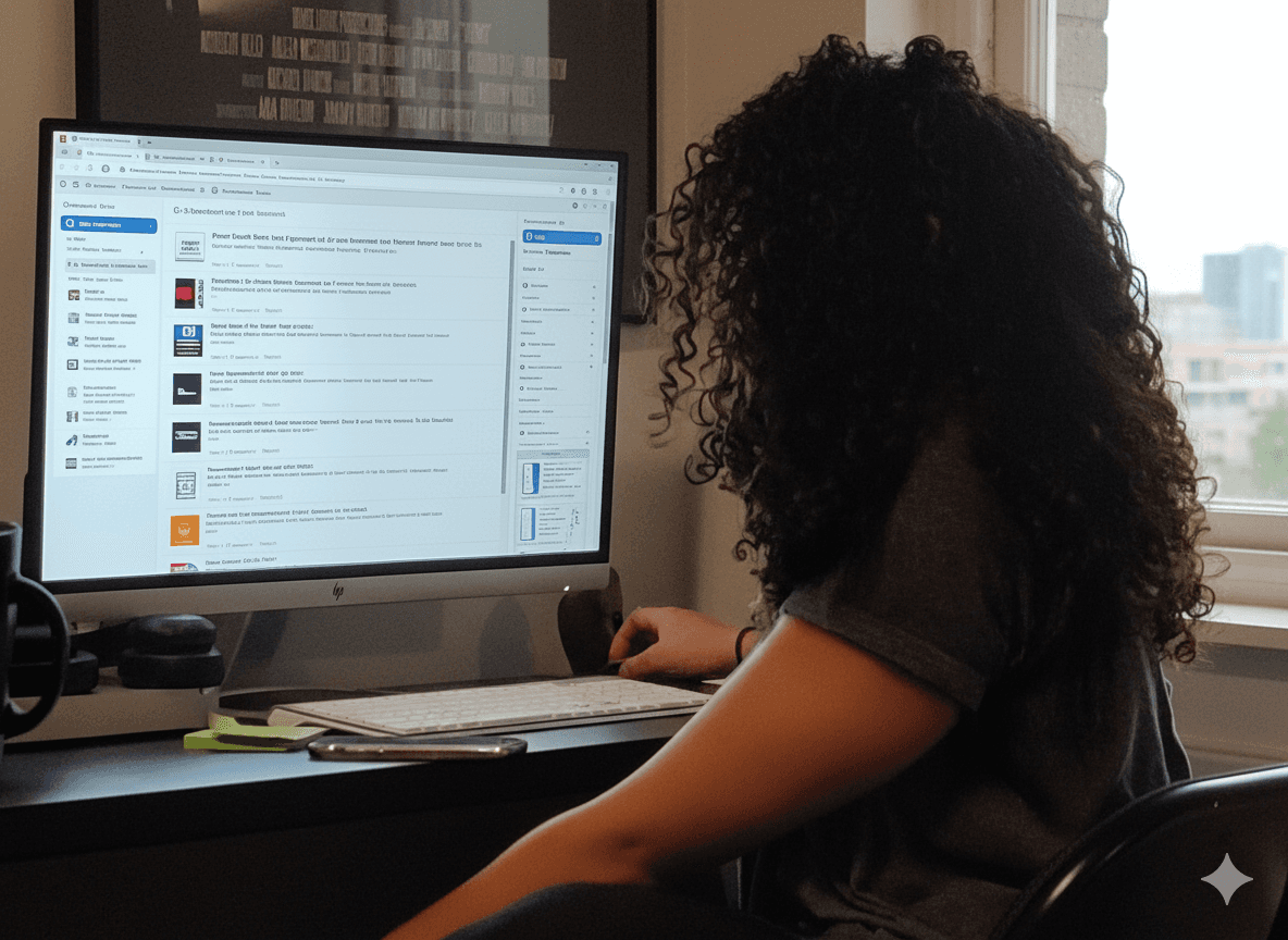 Portrait of portfolio creator – back view