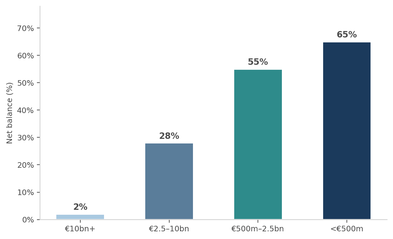 Use of NAV lans by smaller PE funds. NAV loans are extensively used by funds under EUR500m.