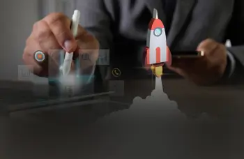 Hand launching 3D rocket from tablet