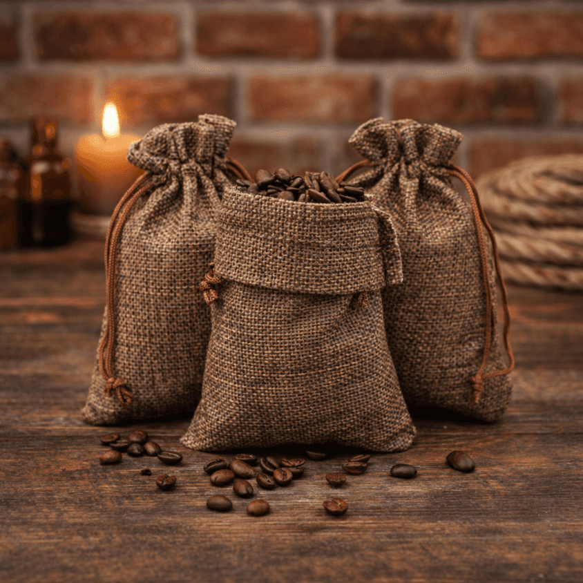 woreczki jutowe brązowe 10x14