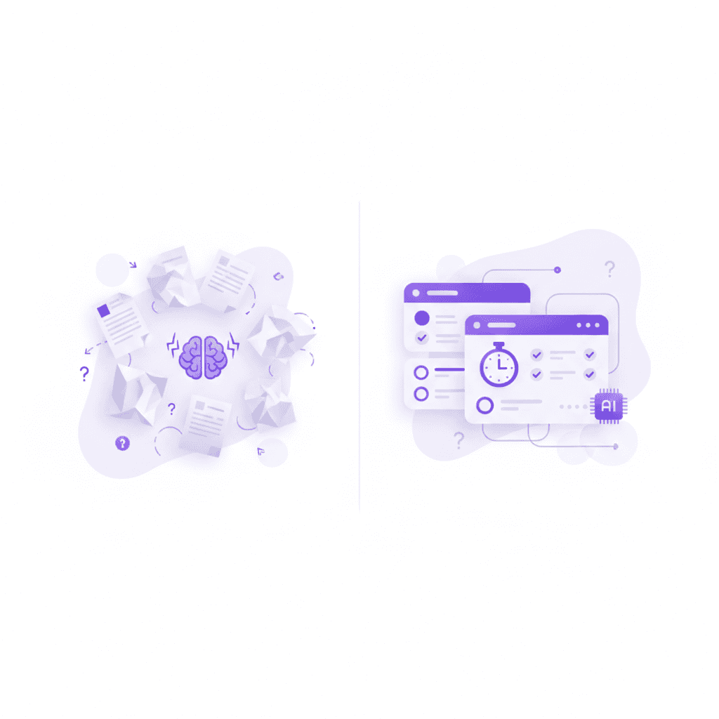 Visual comparison of disorganized cramming versus structured digital study methods