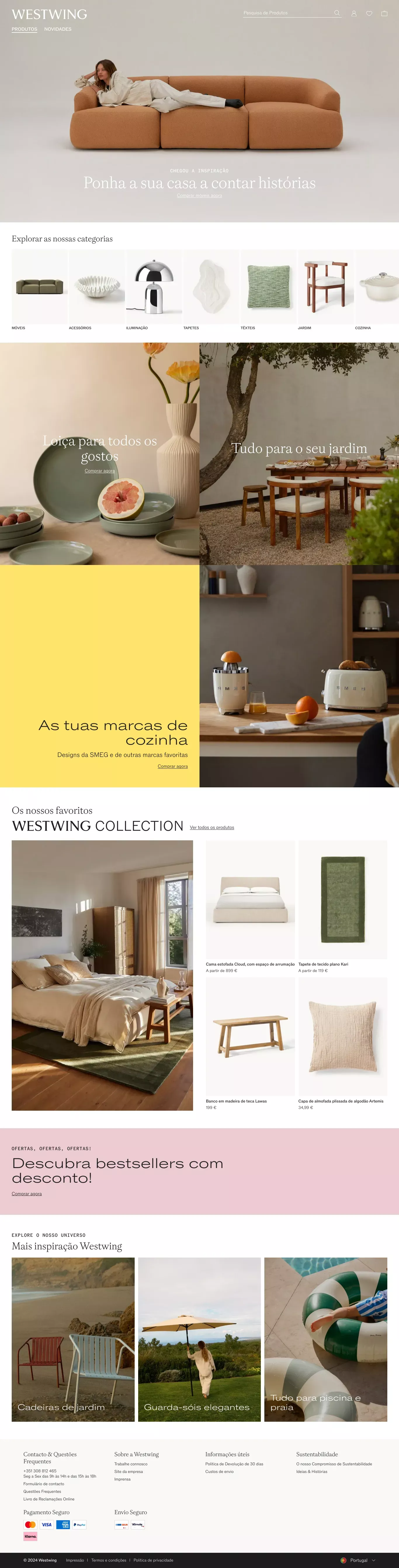 Westwing ecommerce page screenshot showcasing Design and Furniture & Interiors design